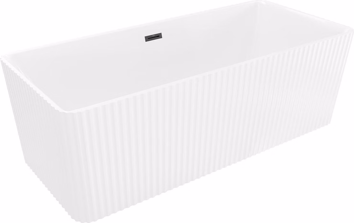 Mexen Nila vasca da bagno freestanding scanalata 170 x 75 cm, bianca, troppo pieno nero - 52841708000-70