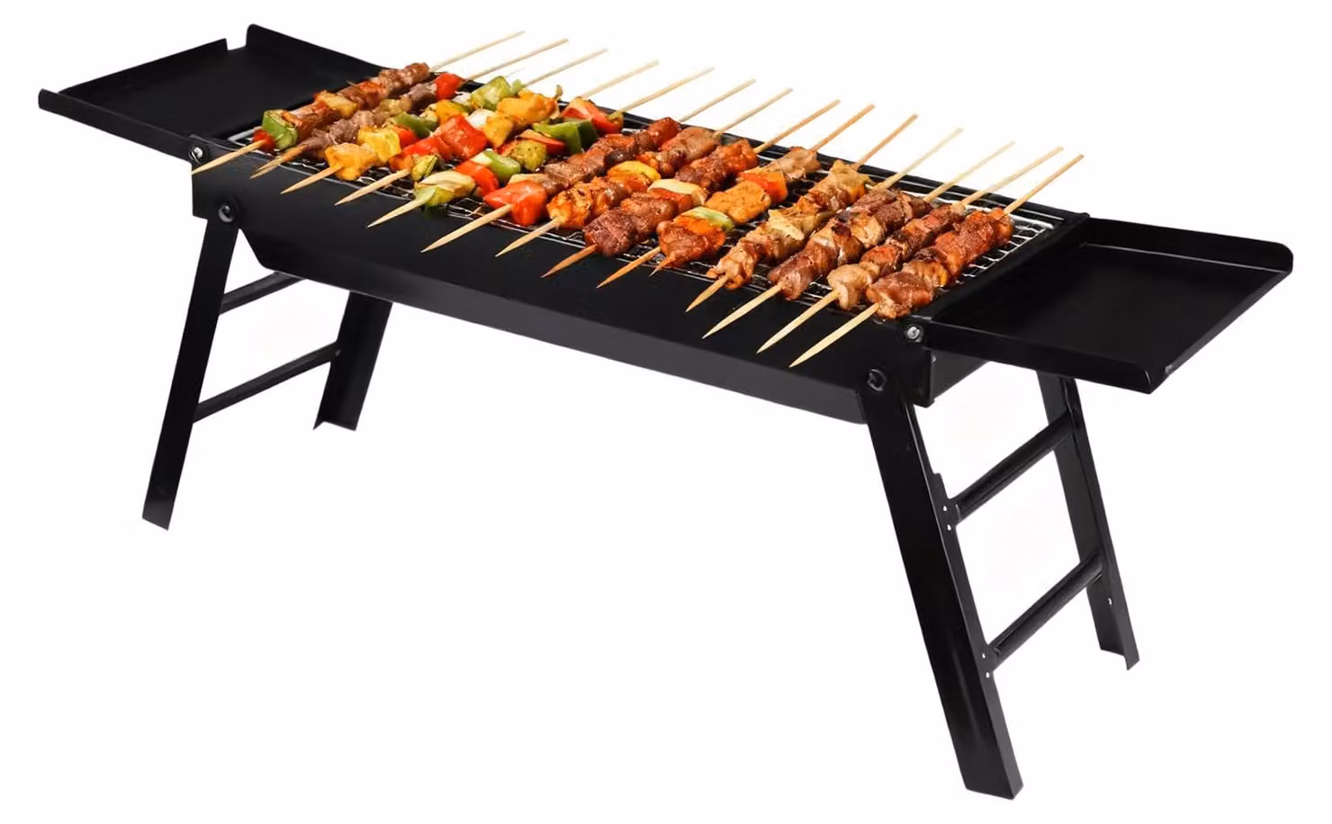 Griglia per barbecue pieghevole con vano laterale removibile