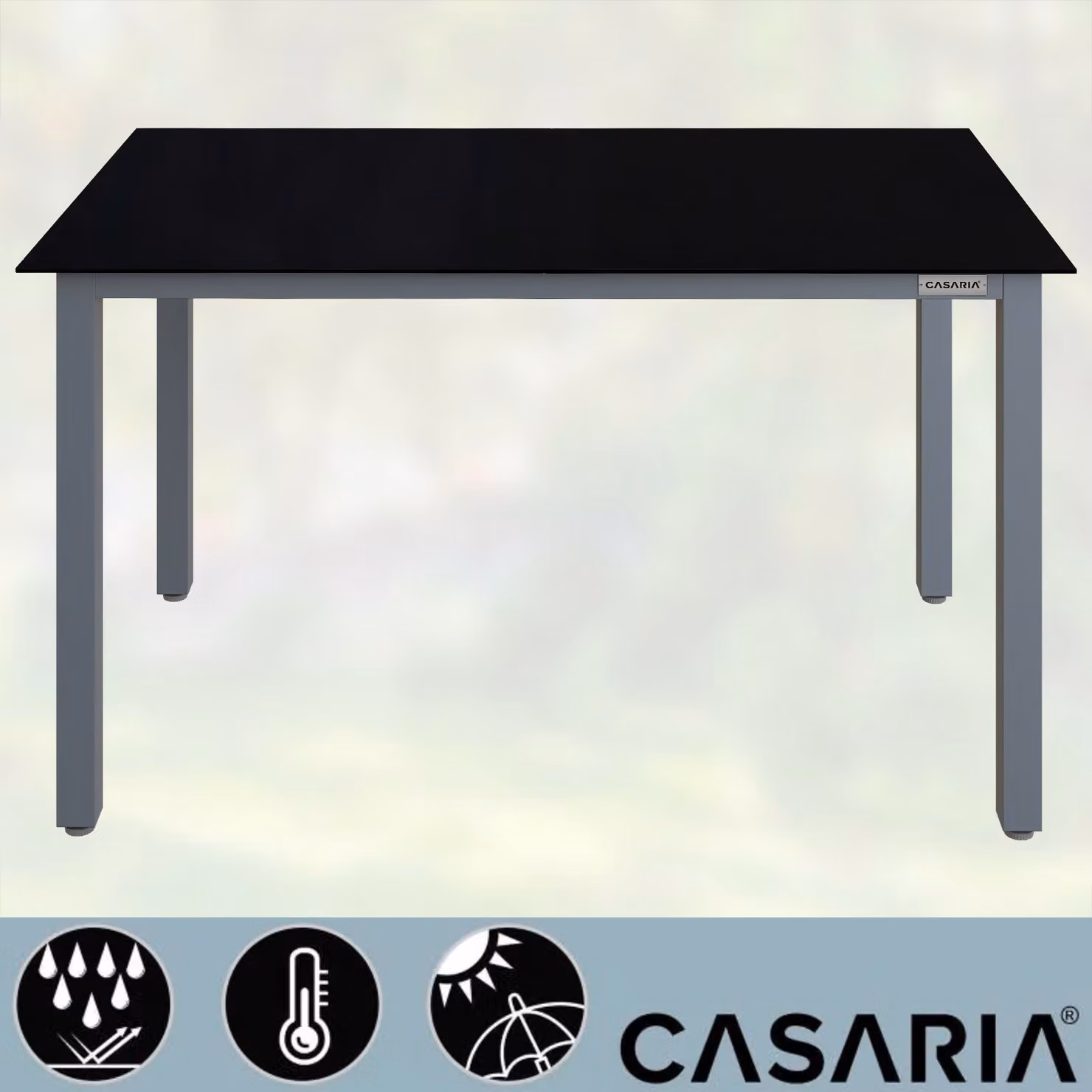 Tavolo da giardino rettangolare Casaria in alluminio verniciato argento e vetro nero L: 150 cm, P: 90 cm, H: 75 cm – 2