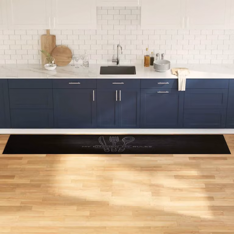 vidaXL Tappeto da Cucina Moderno Nero in Poliammide Lavabile e Antiscivolo L: 300 cm, P: 60 cm
