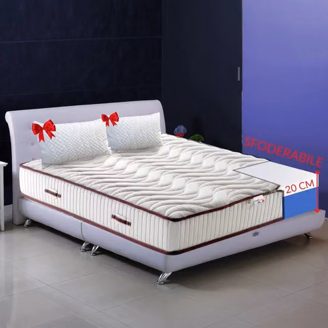 Materasso Memory Nature ITALYMATERASSI Singolo Bianco con Cuscino, Ortopedico in Schiuma Viscoelastica, Rivestimento Anallergico e Sfondabile, L/P/H: 190 x 95 x 20 cm
