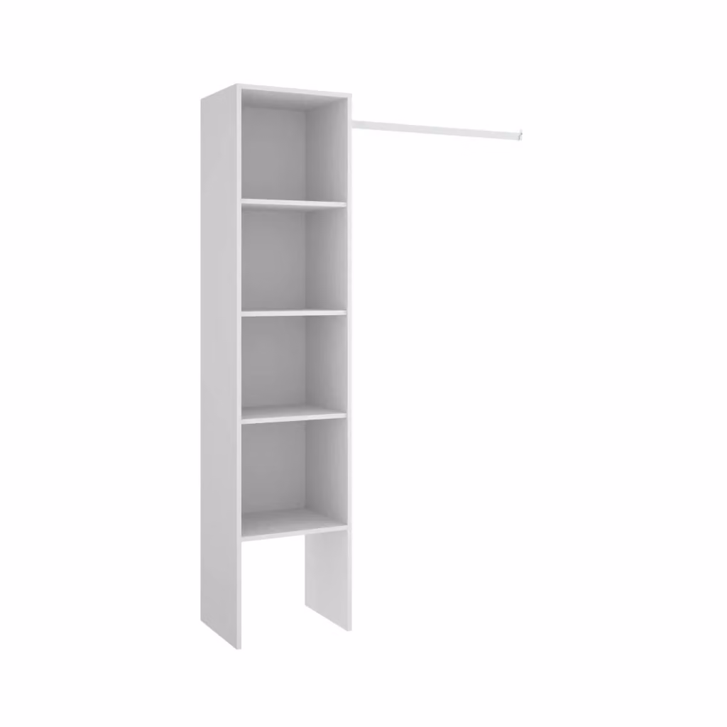 Armadio DMORA moderno in legno bianco con appendiabiti e ripiani interni, L: 185.5 cm, P: 40.2 cm, H: 185.5 cm – 2