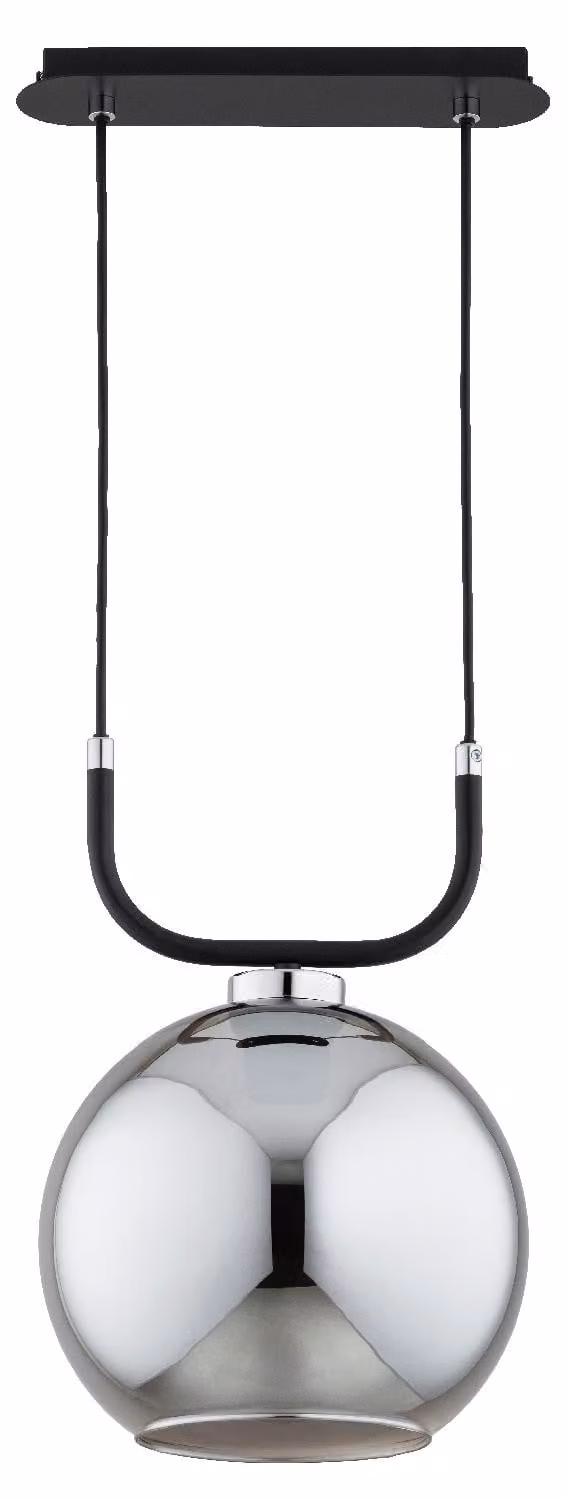 Lampada a sospensione BINARY nera-cromata 1xE27x15W vetro, dimensioni: 75x25x25 cm, IP20 Alfa