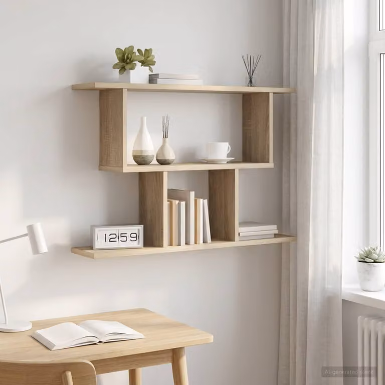 Scaffale da parete moderno vidaXL in MDF color marrone, L: 80 cm, P: 15 cm, H: 50,5 cm