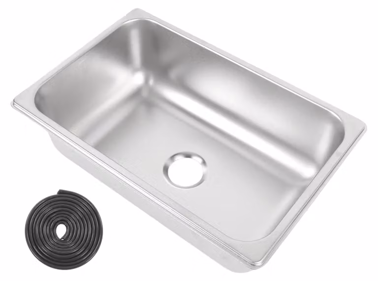 Lavello da cucina in acciaio inossidabile 304 da 12,44 x 8,11 x 3,94 pollici con tubo di scarico da 40 mm, lavello singolo per camper, barche e roulotte