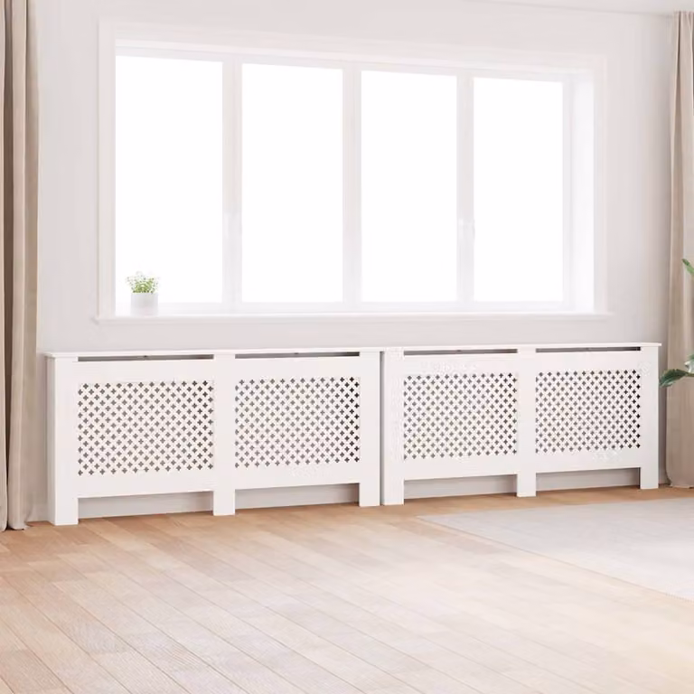 Set di 2 coperture per radiatori vidaXL in MDF bianche L: 172 cm, P: 19 cm, H: 81,5 cm