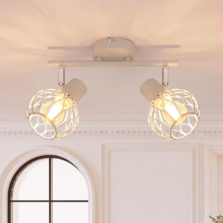 ZMH Lampada da soffitto a LED, 2 luci, colore grigio, attacco E14, metallo. Lampada per cucina, orientabile a 350°, lampada per soggiorno, faretti da soffitto, illuminazione interna, adatta per corridoi e cucine