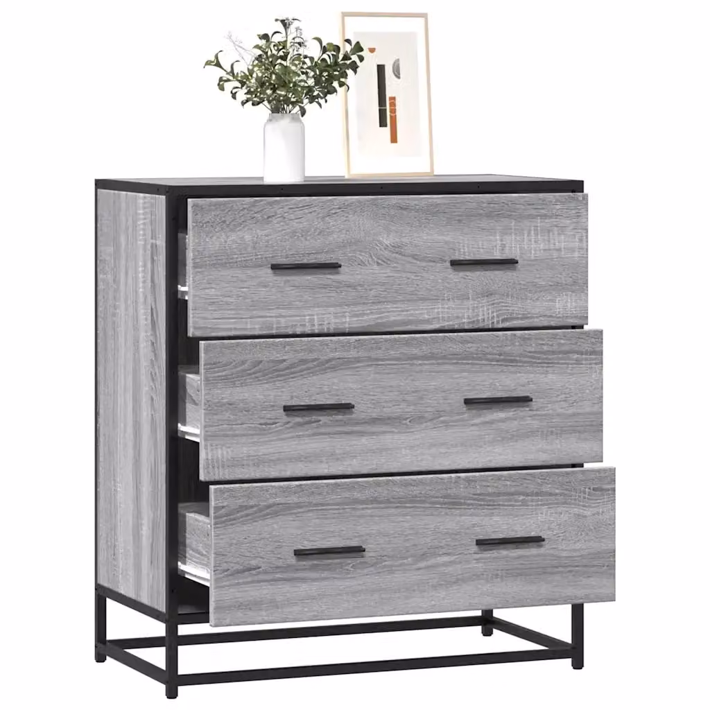 Credenza stile industrial in MDF e metallo grigio per sala da pranzo L: 68 cm, P: 35 cm, H: 76 cm – 2