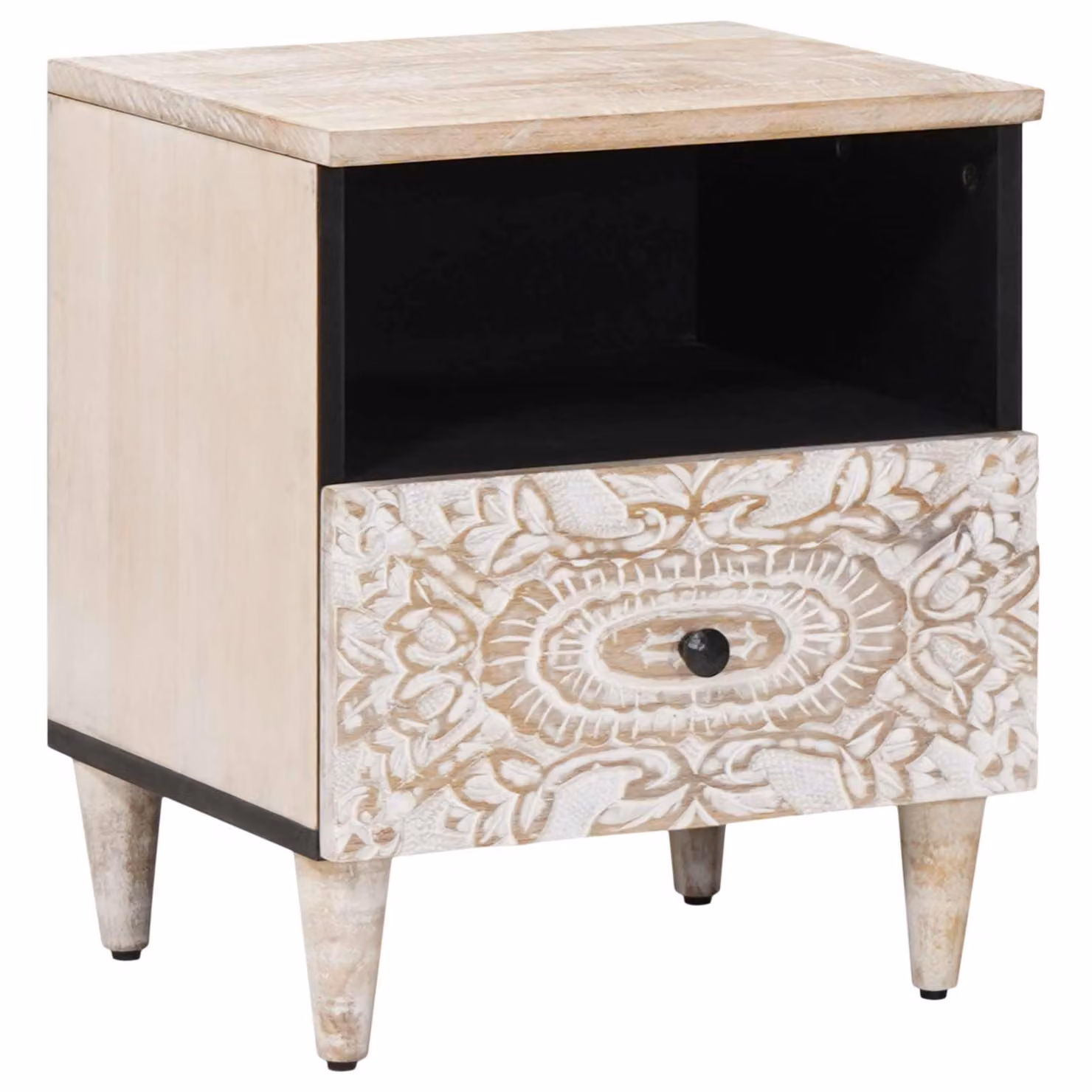vidaXL Mobiletto da Letto con Cassetto Bianco L/P/H: 40 x 33 x 46 cm