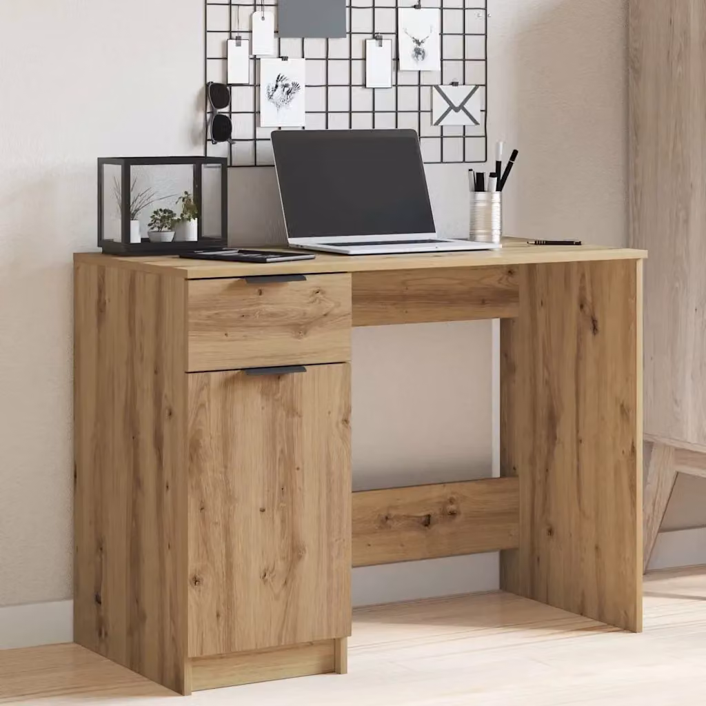 Scrivania da Computer Minimalista in Legno Rovere e MDF Laminato, L/P/H: 100 x 50 x 75 cm – 2