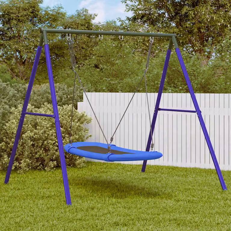 vidaXL Set Gioco da Esterno con Altalena e Piattino, Resistente alle Intemperie e ai Raggi UV, H: 206 cm, L: 185 cm, P: 185 cm