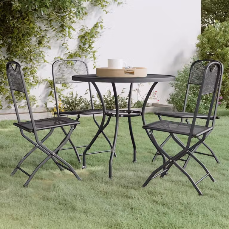 The Living Store Set da pranzo da giardino 5 pezzi in metallo espanso antracite
