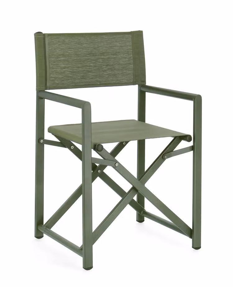 Set di sedie regista TAYLOR in textilene e alluminio verde erba, pieghevoli