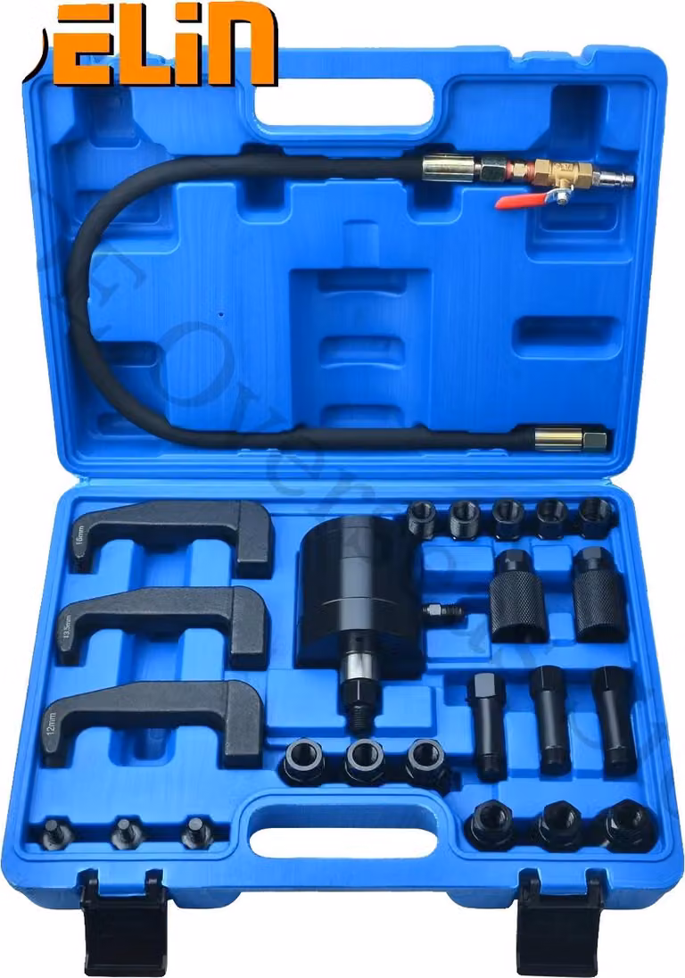 Set di estrattori pneumatici per iniettori, materiale in acciaio, 24 pezzi, compatibile con iniettori diesel, temperatura di esercizio da 5-8 bar, conservazione compatta