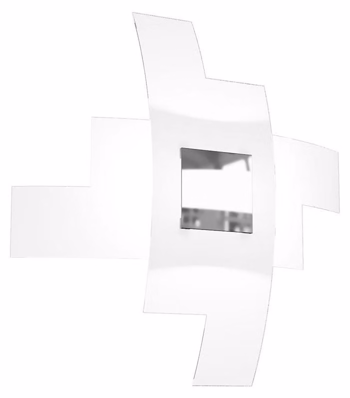 Plafoniera Moderna Tetris Color Metallo Cromo Vetro Bianco 4 Luci E27 55Cm