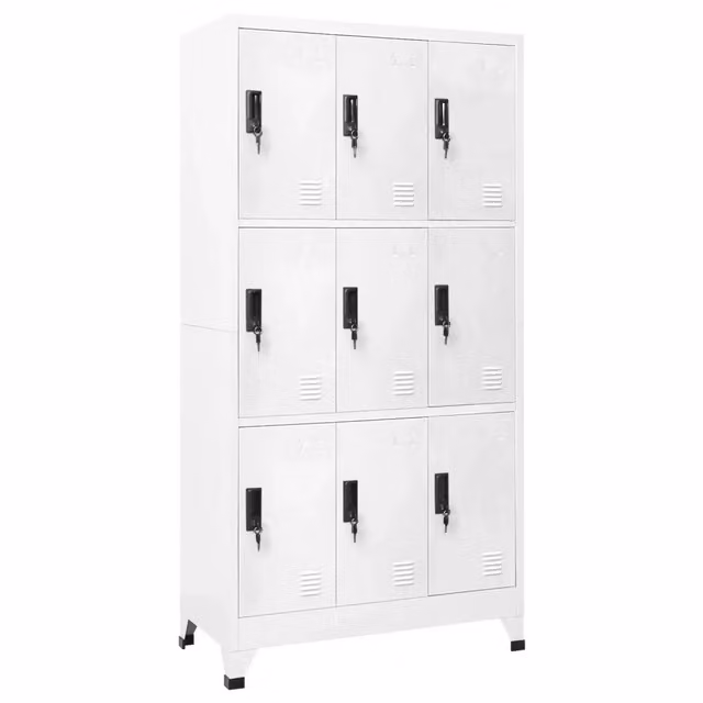 Armadio a schedario moderno da ufficio 90 x 45 x 180 cm con ante chiudibili a chiave design in acciaio bianco 02_0047017