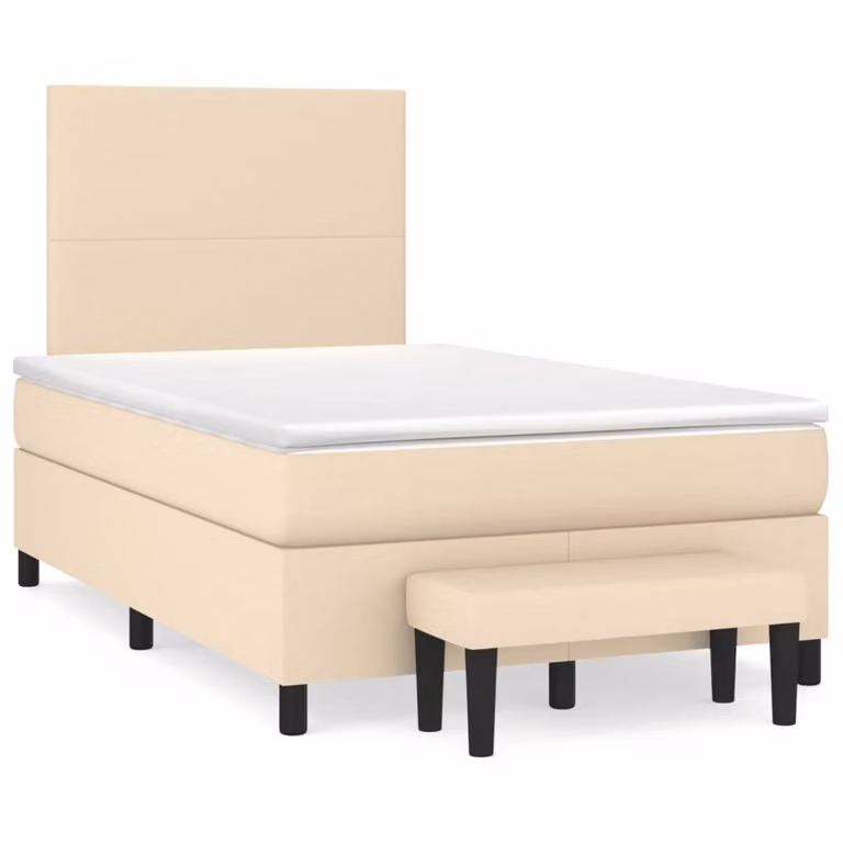 Giroletto a molle con materasso vidaXL in tessuto beige e bianco, L/P/H: 120 x 200 x 193 cm