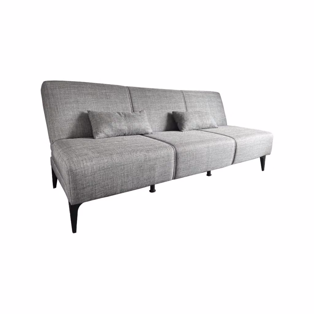 Divano letto Aza DMORA in tessuto con apertura click-clack e cuscini, Grigio, L: 190 cm, H: 80 cm, P: 70 cm – 2