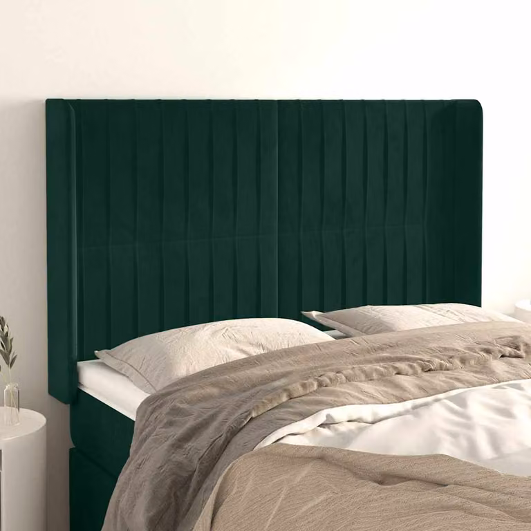 Testiera ad orecchio vidaXL in velluto verde scuro L: 147 cm, P: 16 cm, H: 118-128 cm