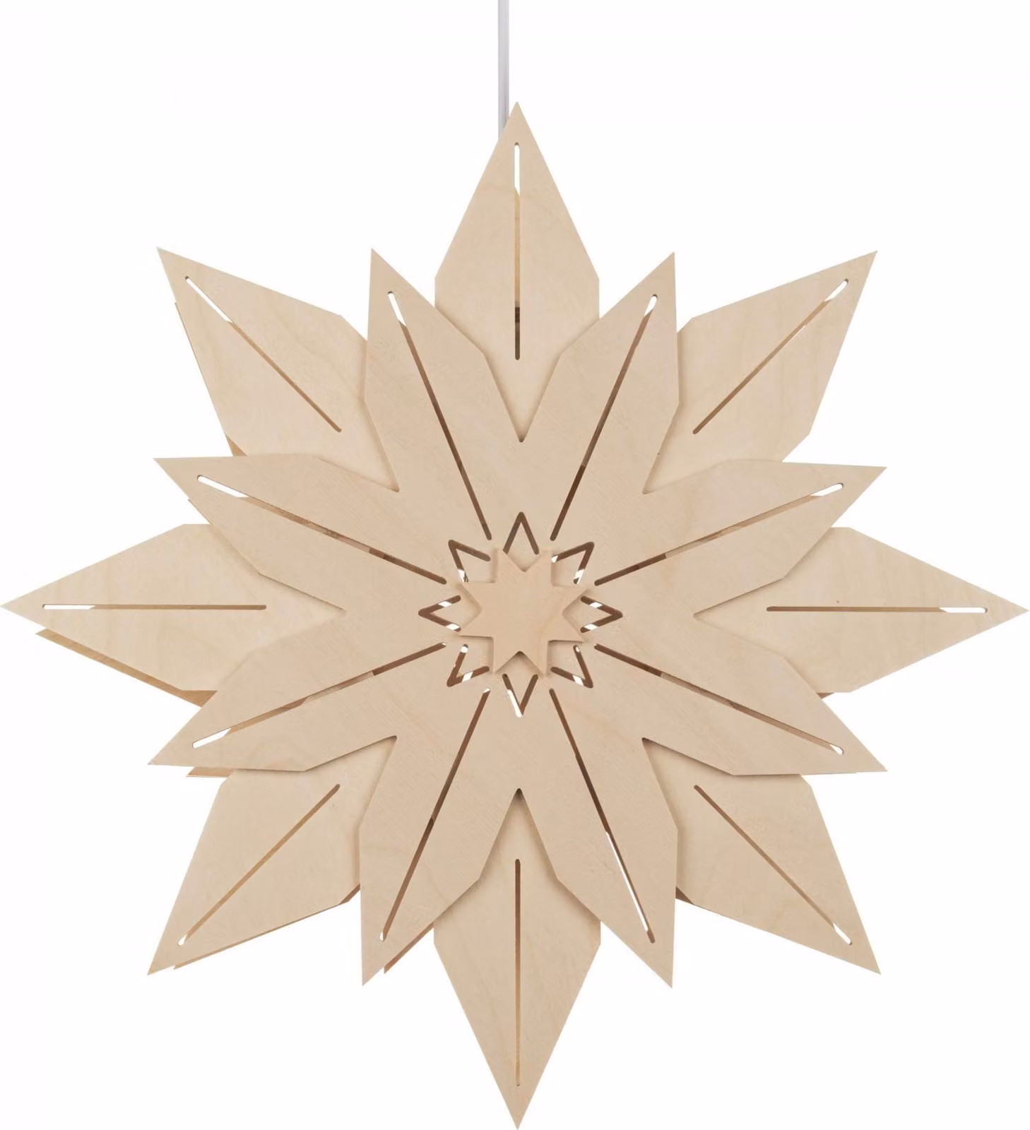 Stella di Natale naturale con illuminazione elettrica LxHxP 30x30x6cm NUOVO