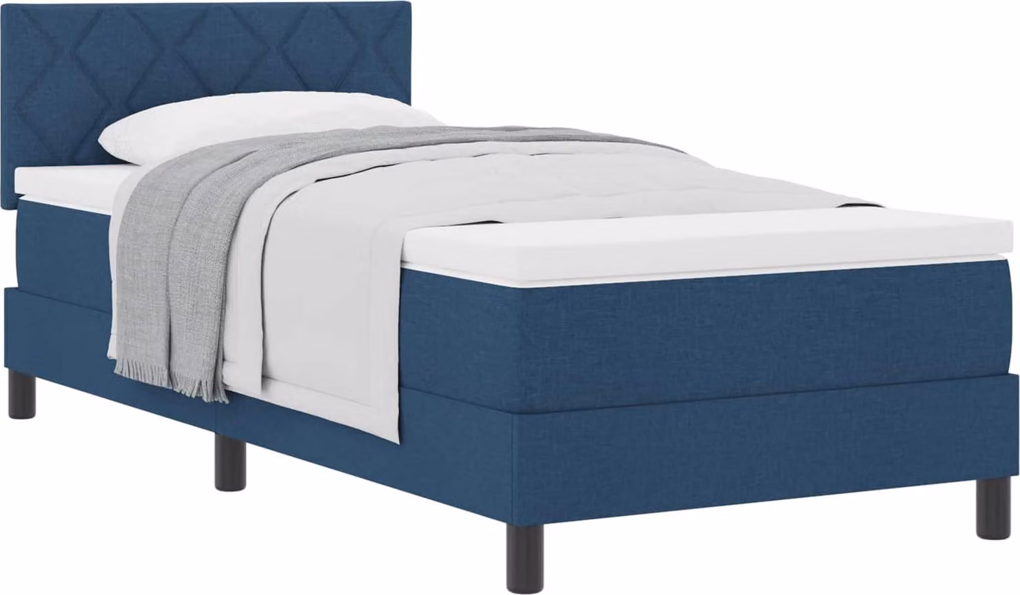 Letto a molle con materasso Blu 90 x 190 cm Tessuto