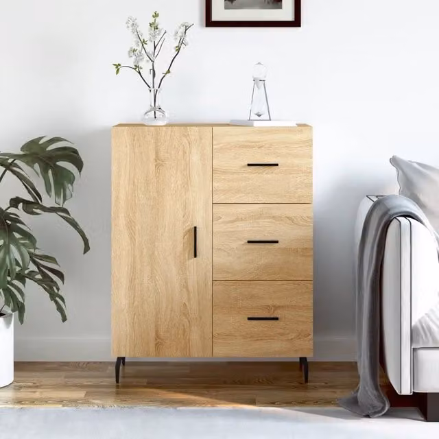 Credenza Buffet Armadio da Cucina Design Mania in Legno Rovere, L: 69,5 cm, P: 34 cm, H: 90 cm – 1