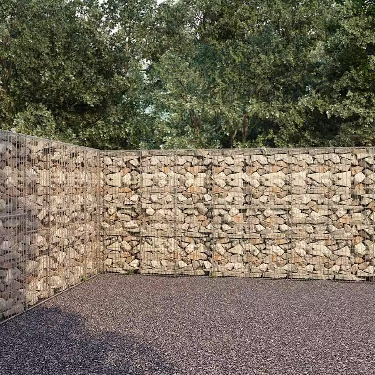 vidaXL Gabbione con Copertura in Acciaio Zincato Grigio L: 600 cm, P: 30 cm, H: 200 cm