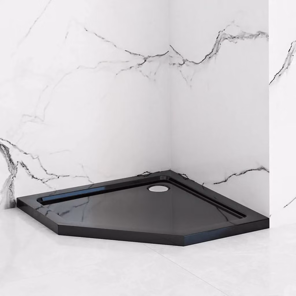 Piatto doccia quadrato in acrilico Rea Diamond Black L 90 cm x P 90 cm – 2