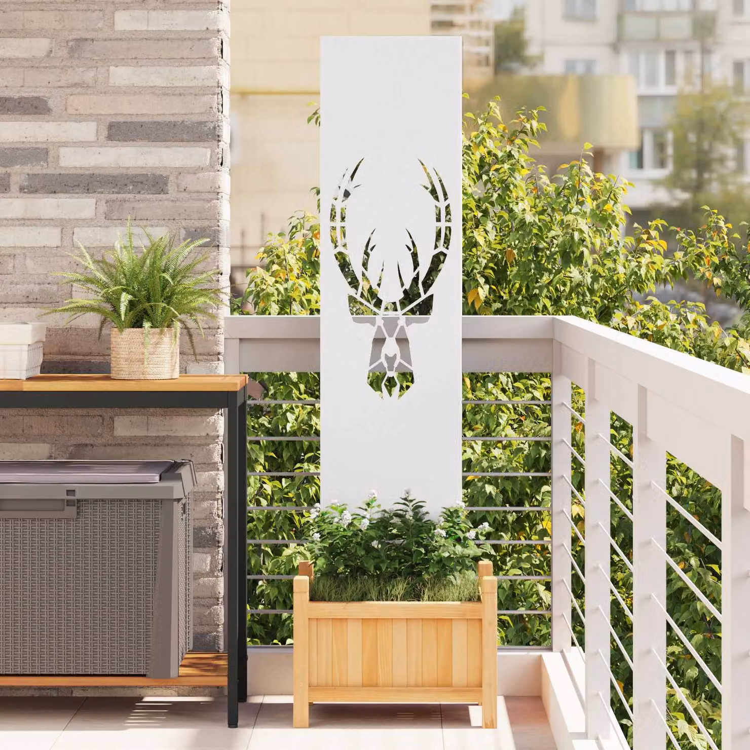 Paravento per privacy da giardino vidaXL in acciaio Bianco L: 32 cm, H: 140 cm