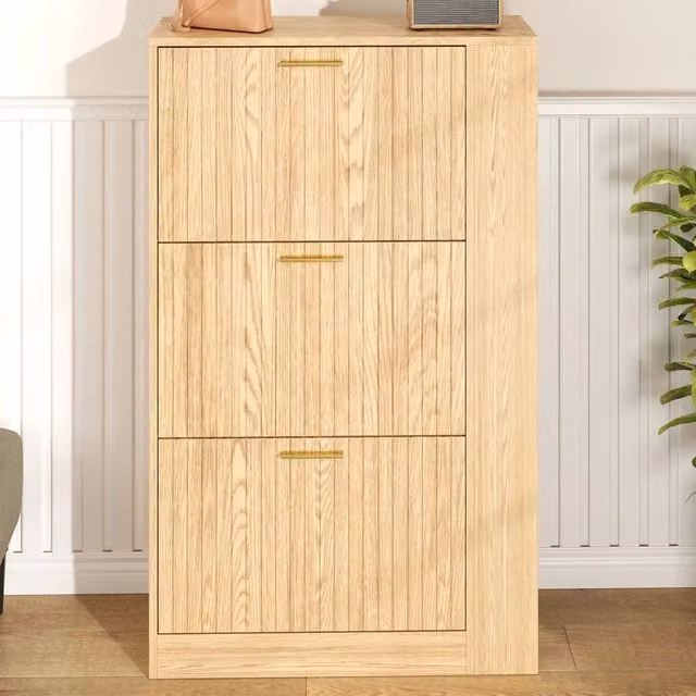 Scarpiera in Legno 3 Ante con Ripiani Aperti ¨C MINIMAL ¨C Bianco