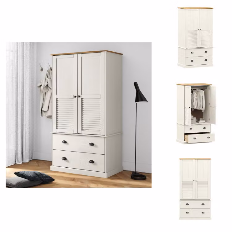vidaXL Armadio VIGO Bianco 90x55x176 cm in legno di pino massiccio - Armadi