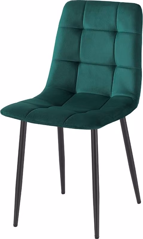 Set di 4 sedie da soggiorno e da cucina in velluto trapuntato Corfù - Verde scuro