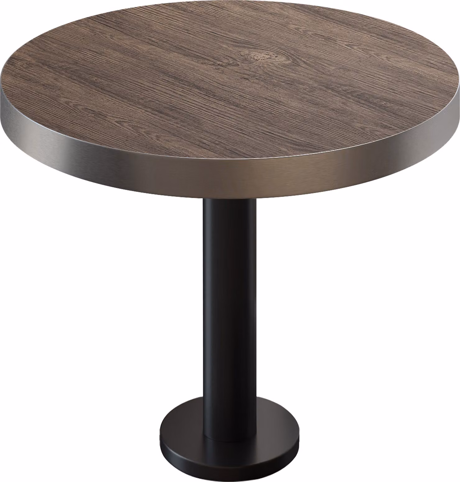 BML | Tavolino da bistrot | Ø: 70 x 77 cm | Wengé chiaro / Nero | Rotondo | Bordo in acciaio inossidabile | Tavolino da bistrot / Tavolo da ristorazione