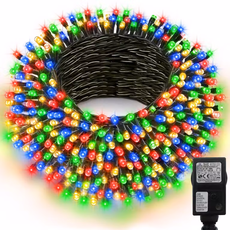 Catena luminosa a LED, 20 metri, 200 LED, 8 modalità, timer, grado di protezione IP44, multicolore