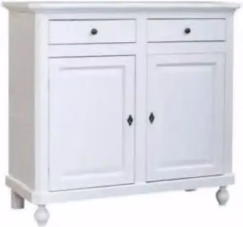 Credenza 2 ante 2 cassetti in stile classico in legno massello e mdf con rifinitura in bianca 104x43x98 H