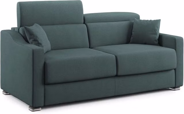 Divano letto matrimoniale Amber Divani.Store in tessuto smacchiabile verde L: 171 cm, Materasso: 120 x 200 cm