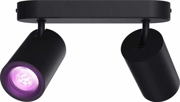 Calex Smart, plafoniera a soffitto, 2 luci, rotonda, inclusa lampada GU10, dimmerabile, colore nero