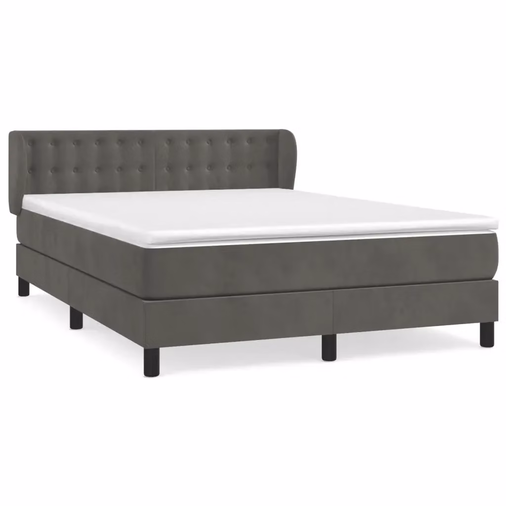 vidaXL Giroletto a Molle con Materasso in Velluto Grigio L/P/H: 140 x 200 x 88 cm – 2