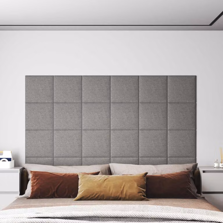 vidaXL Testiera da Parete Moderna in Tessuto Grigio con 12 Pannelli Imbottiti, L/P/H: 30 x 30 x 3,75 cm