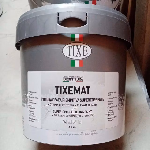Tixe Tixemat Idropittura Bianca Opaca Riempitiva Supercoprente per Interni e Cartongesso 4 l