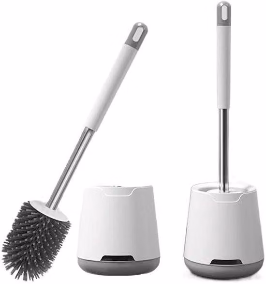 Set da bagno composto da spazzola per WC e portaspazzola, spazzola per WC in silicone con portaspazzola dotato di sistema di scarico rapido, ideale per una pulizia efficace e per un facile risciacquo. Spazzola per WC da bagno.