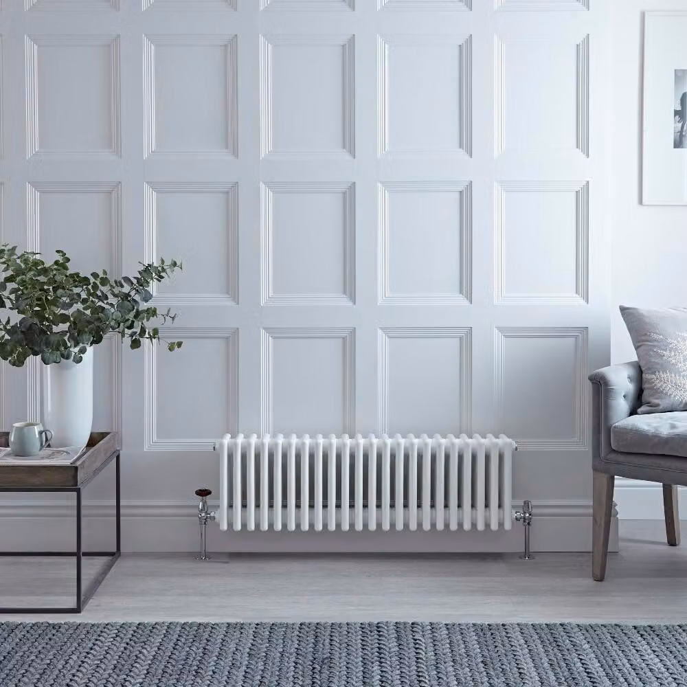 Radiatore Verticale Bianco in Stile Ghisa - 300 x 1010 x 139mm - 830W - Regent
