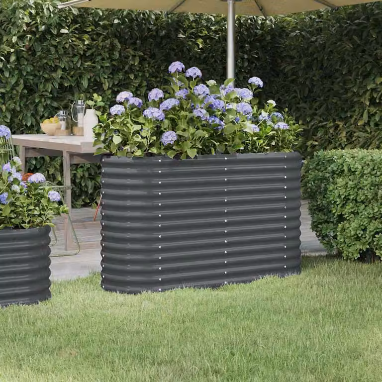 Letto rialzato da giardino vidaXL in acciaio zincato colore antracite L: 114 cm, P: 40 cm, H: 68 cm