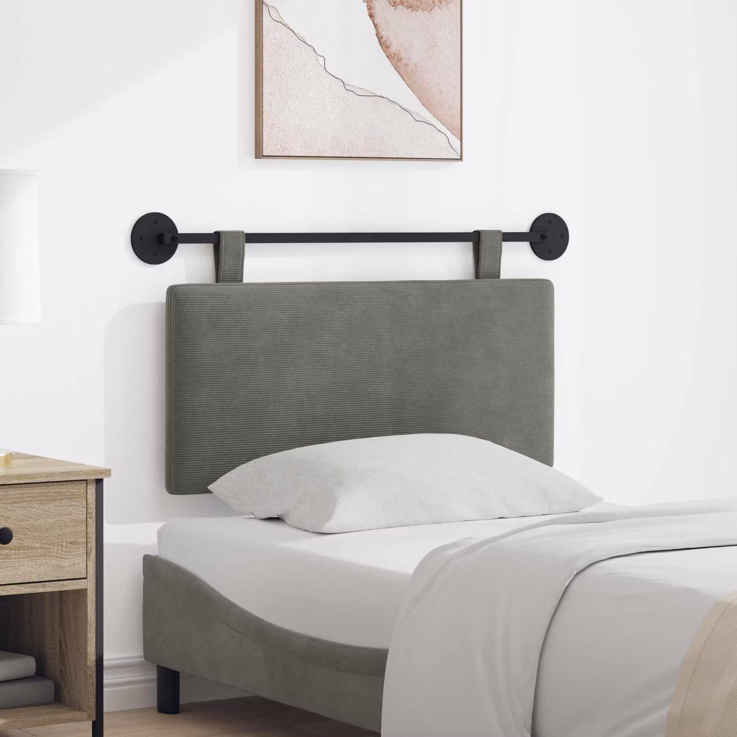 Testiera sospesa moderna vidaXL in tessuto cord grey