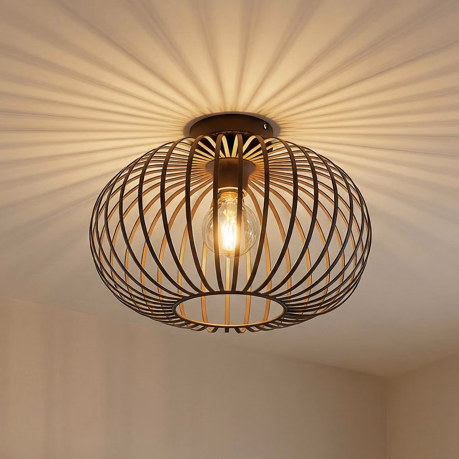 Plafoniera soffitto Nahele Lindby, dimmerabile, Soggiorno / Sala da pranzo, Metallo, Vintage, Plafoniera