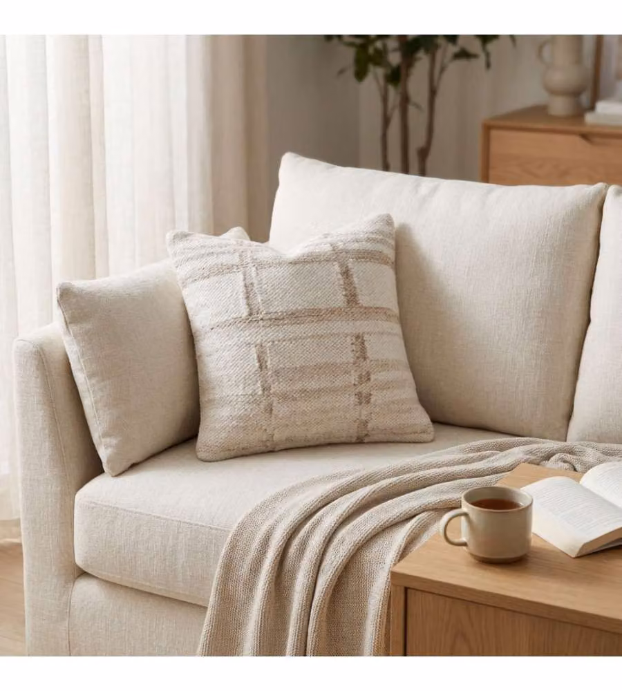 Cosma Cuscino Quadrato 45x45 cm Ecrù e Bianco in Cotone e Lana