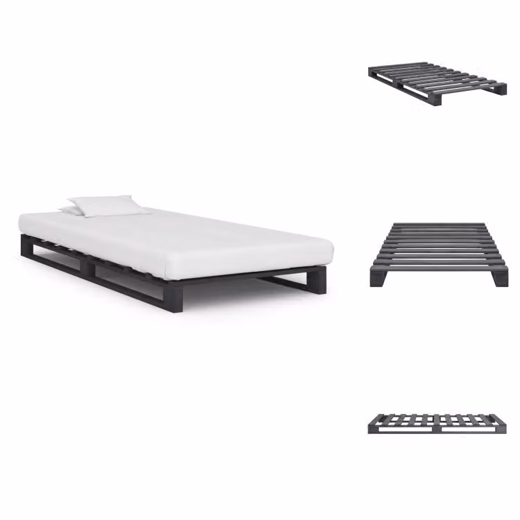 vidaXL Letto pallet grigio pino massiccio 100×200 cm - Letti e strutture letto