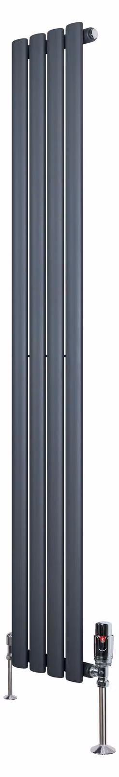Radiatore a elementi con valvola termostatica e rubinetto cromato – 1600 mm x 240 mm – Grigio antracite