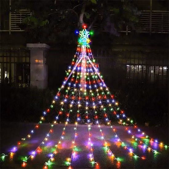 Set di luci LED a energia solare con 350 LED multicolori, per esterni, escursioni, campeggio e feste in giardino