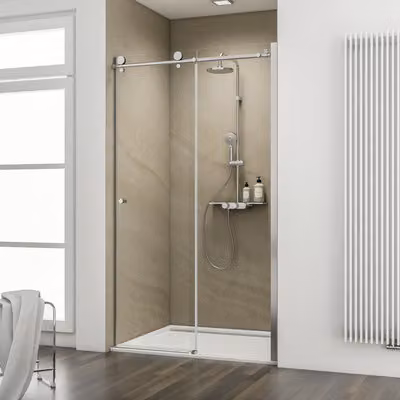 Porta doccia SCHULTE per nicchia, con porta scorrevole, serie MasterClass ExpressPlus, dimensioni 120 x 200 cm, profilo cromato, vetro trasparente, resistente allo sporco